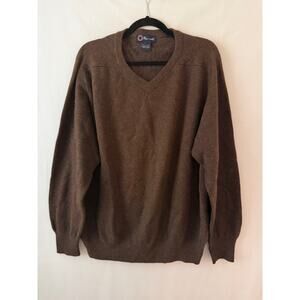 VTG Men's Faconnable Sweater Pullover Knit Pima Cotton Alpaca Blend Brown Large